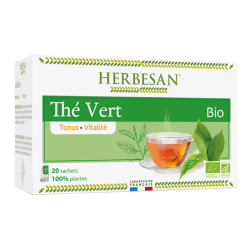Herbesan Thé Vert tonus et vitalité bio 20 sachets